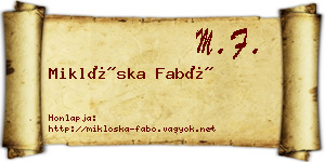 Miklóska Fabó névjegykártya